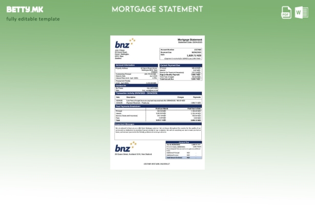 модерен стил Извештај за хипотека на Нов Зеланд BNZ банка Шаблон за Word и PDF